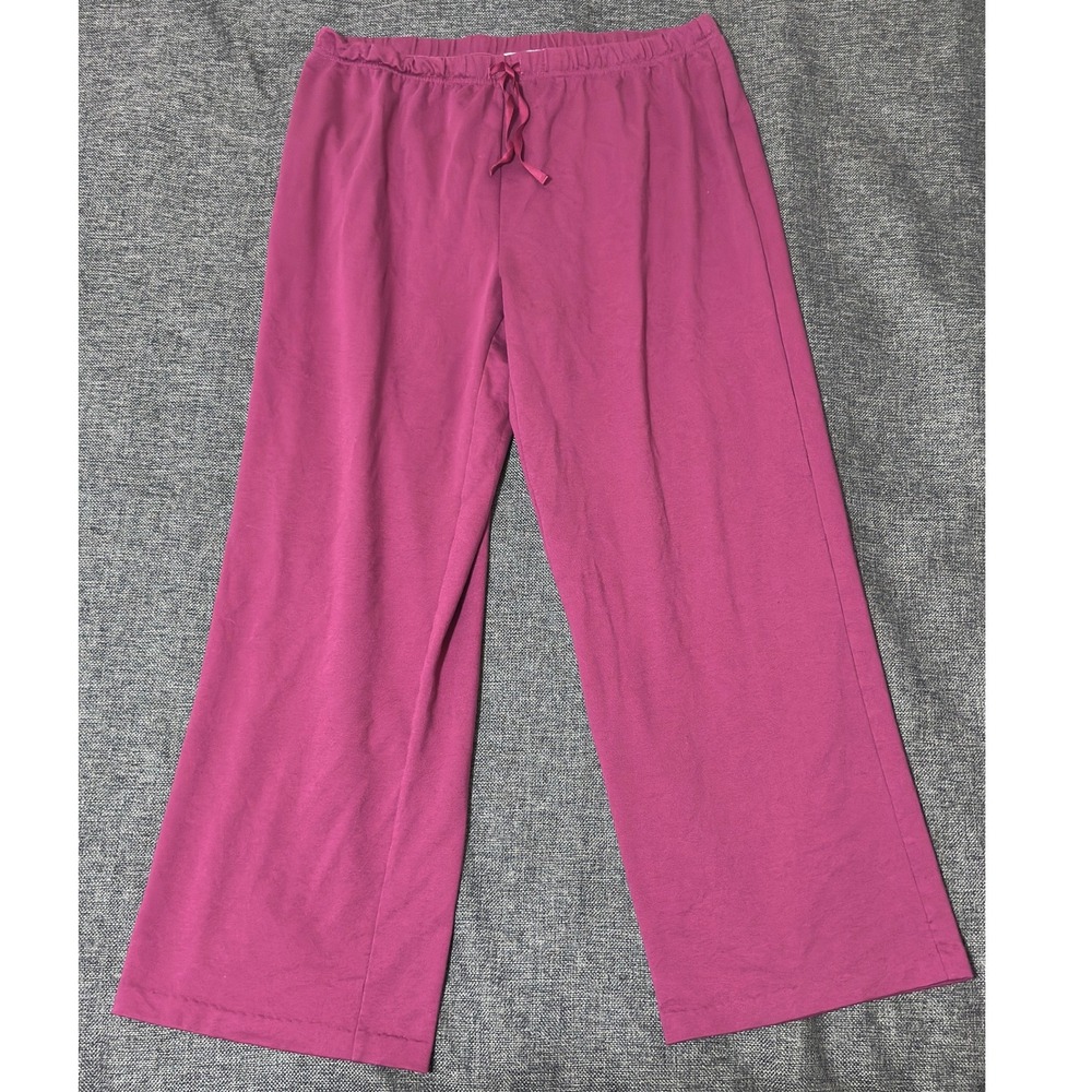 Sag Harbor Womens XL Pants Pink Sport Wide Leg Drawstring Casual